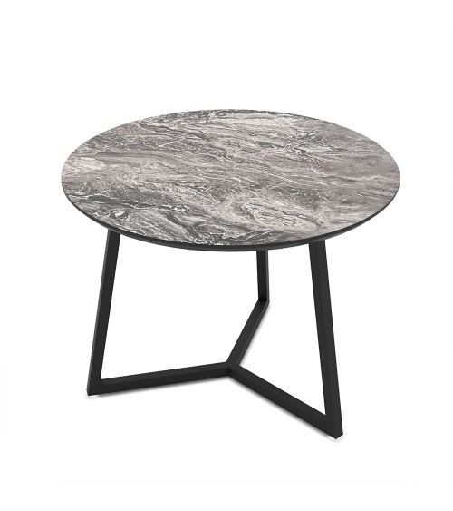 Tavolino da salotto Klint con piano effetto marmo nero arabesque e gambe nere
