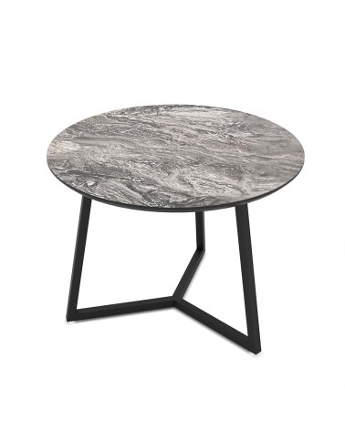 Tavolino da salotto Klint con piano effetto marmo nero arabesque e gambe nere