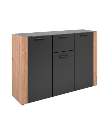 Madia Cento 01B con 3 ante e 1 cassetto colore antracite e laterali legno rovere artisan