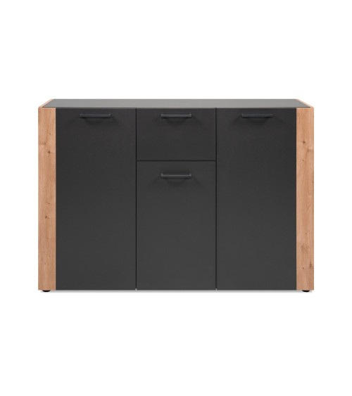 Madia Cento 01B con 3 ante e 1 cassetto colore antracite e laterali legno rovere artisan
