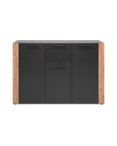 Madia Cento 01B con 3 ante e 1 cassetto colore antracite e laterali legno rovere artisan
