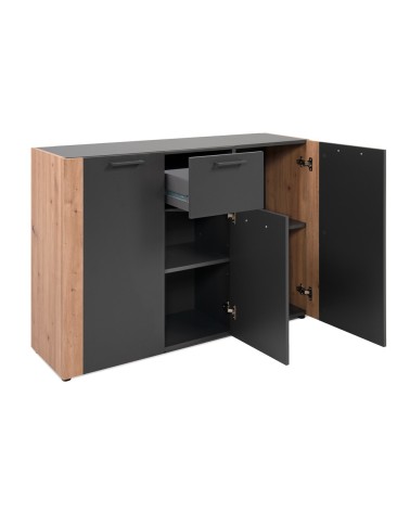 Madia Cento 01B con 3 ante e 1 cassetto colore antracite e laterali legno rovere artisan