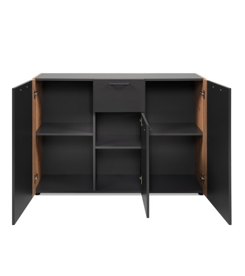 Madia Cento 01B con 3 ante e 1 cassetto colore antracite e laterali legno rovere artisan