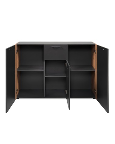 Madia Cento 01B con 3 ante e 1 cassetto colore antracite e laterali legno rovere artisan