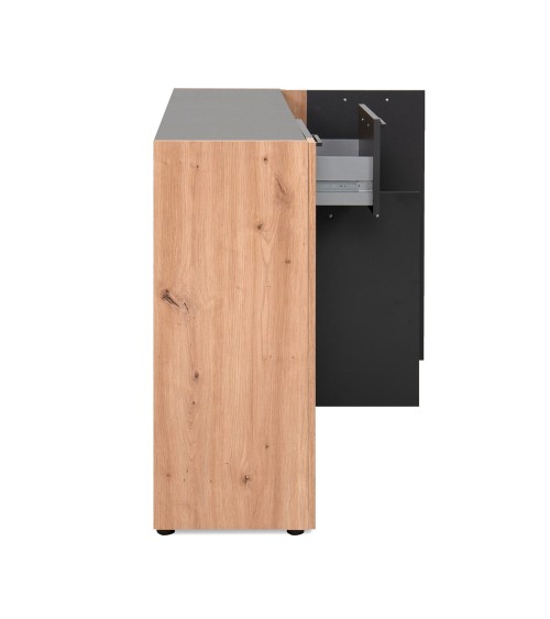 Madia Cento 01B con 3 ante e 1 cassetto colore antracite e laterali legno rovere artisan