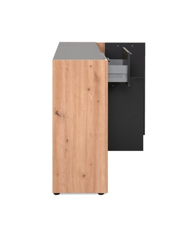 Madia Cento 01B con 3 ante e 1 cassetto colore antracite e laterali legno rovere artisan