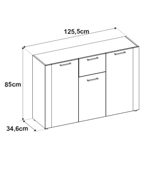 Madia Cento 01B con 3 ante e 1 cassetto colore antracite e laterali legno rovere artisan