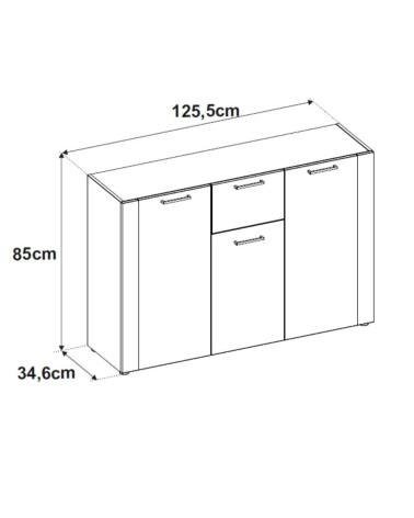 Madia Cento 01B con 3 ante e 1 cassetto colore antracite e laterali legno rovere artisan
