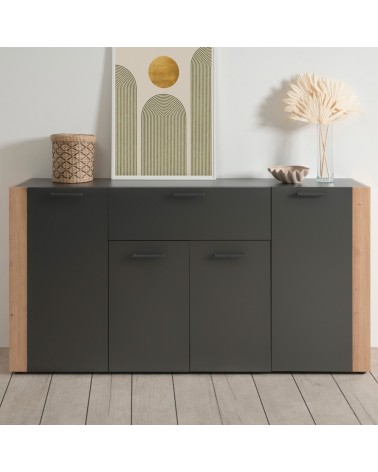 Madia Cento 51A con 4 ante e 1 cassetto colore antracite e laterali legno rovere artisan