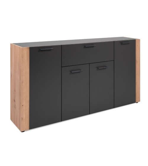 Madia Cento 51A con 4 ante e 1 cassetto colore antracite e laterali legno rovere artisan