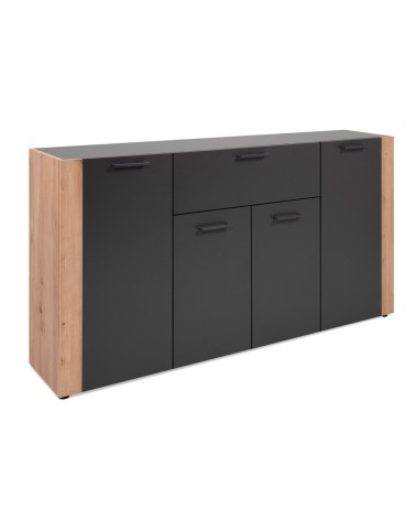 Madia Cento 51A con 4 ante e 1 cassetto colore antracite e laterali legno rovere artisan