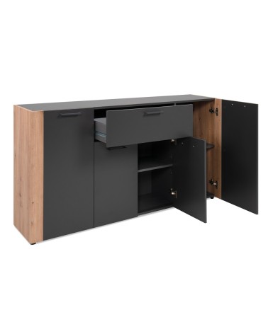 Madia Cento 51A con 4 ante e 1 cassetto colore antracite e laterali legno rovere artisan