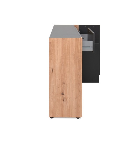 Madia Cento 51A con 4 ante e 1 cassetto colore antracite e laterali legno rovere artisan