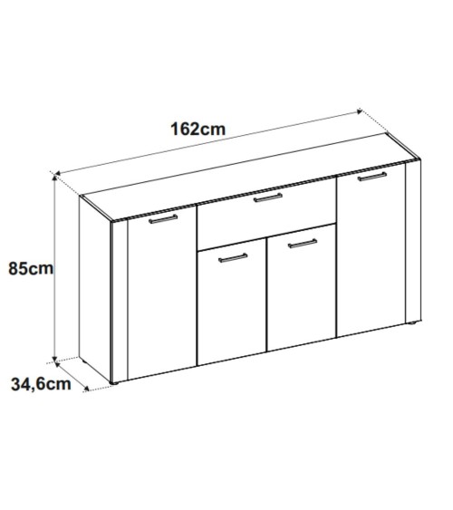 Madia Cento 51A con 4 ante e 1 cassetto colore antracite e laterali legno rovere artisan