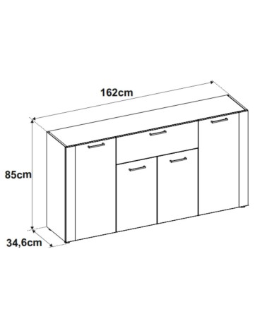 Madia Cento 51A con 4 ante e 1 cassetto colore antracite e laterali legno rovere artisan