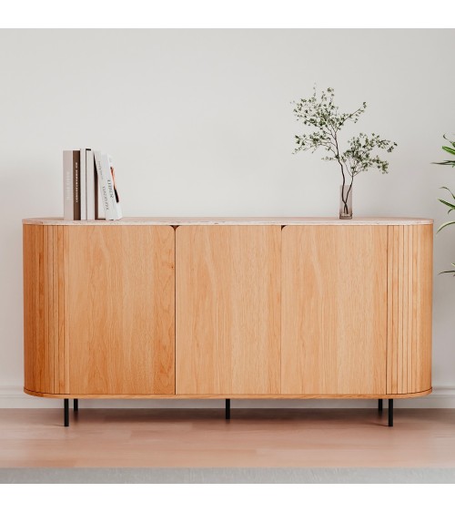 Madia Fabia 51A con 3 ante colore rovere e top effetto travertino