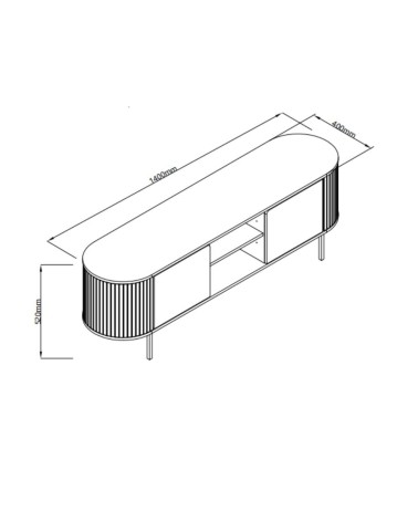 Mobile porta tv Fabia 56A con 2 ante e nicchie a giorno colore rovere e top effetto travertino