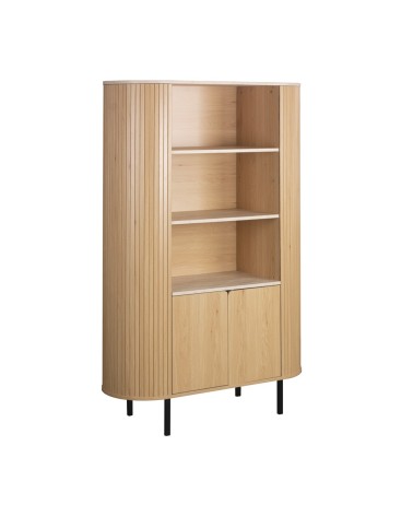 Credenza Fabia 53A 2 ante colore rovere e 3 vani a giorno con ripiani effetto travertino