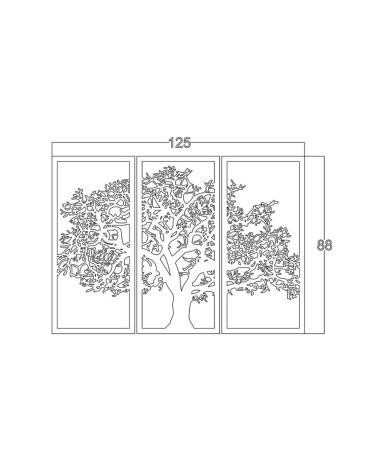 Cornice decorativa albero della vita nero 125x88 cm MT1924011