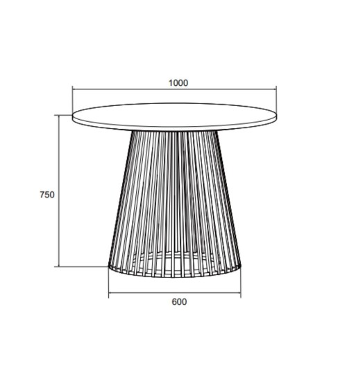 Tavolo rotondo Garle 81A con base cannettata in legno naturale