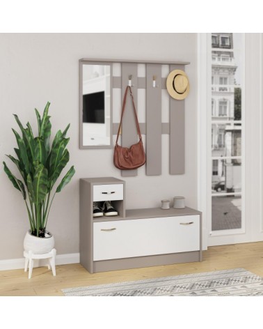 Mobile ingresso Rudolf con specchio colore tortora e bianco