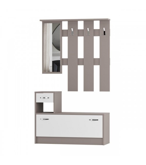 Mobile ingresso Rudolf con specchio colore tortora e bianco