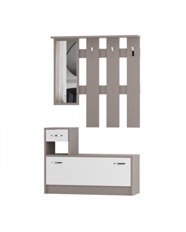 Mobile ingresso Rudolf con specchio colore tortora e bianco
