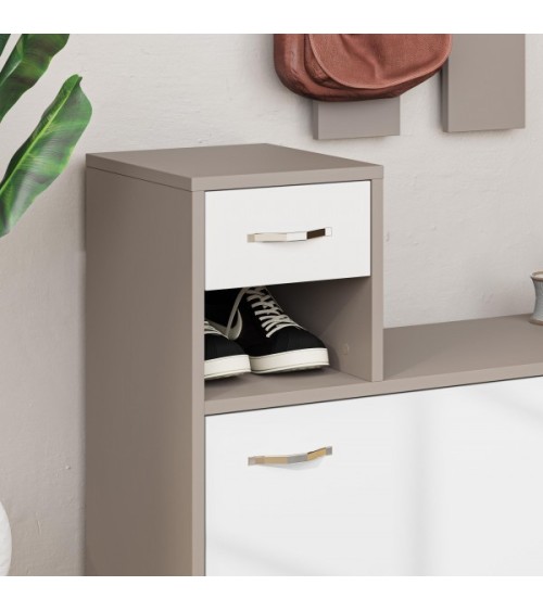 Mobile ingresso Rudolf con specchio colore tortora e bianco