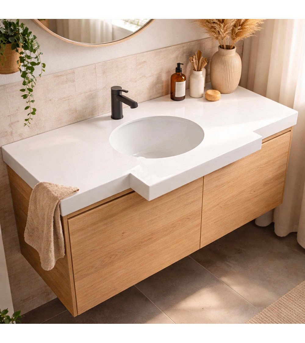 Lavabo da incasso YJ12250 top in pietra sinterizzata e lavabo in ceramica bianco lucido