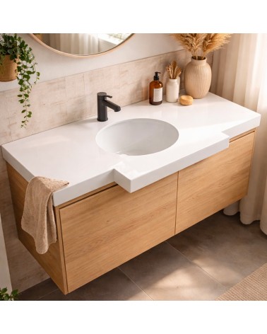 Lavabo da incasso YJ12250 top in pietra sinterizzata e lavabo in ceramica bianco lucido