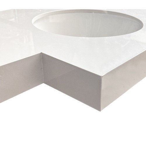 Lavabo da incasso YJ12250 top in pietra sinterizzata e lavabo in ceramica bianco lucido