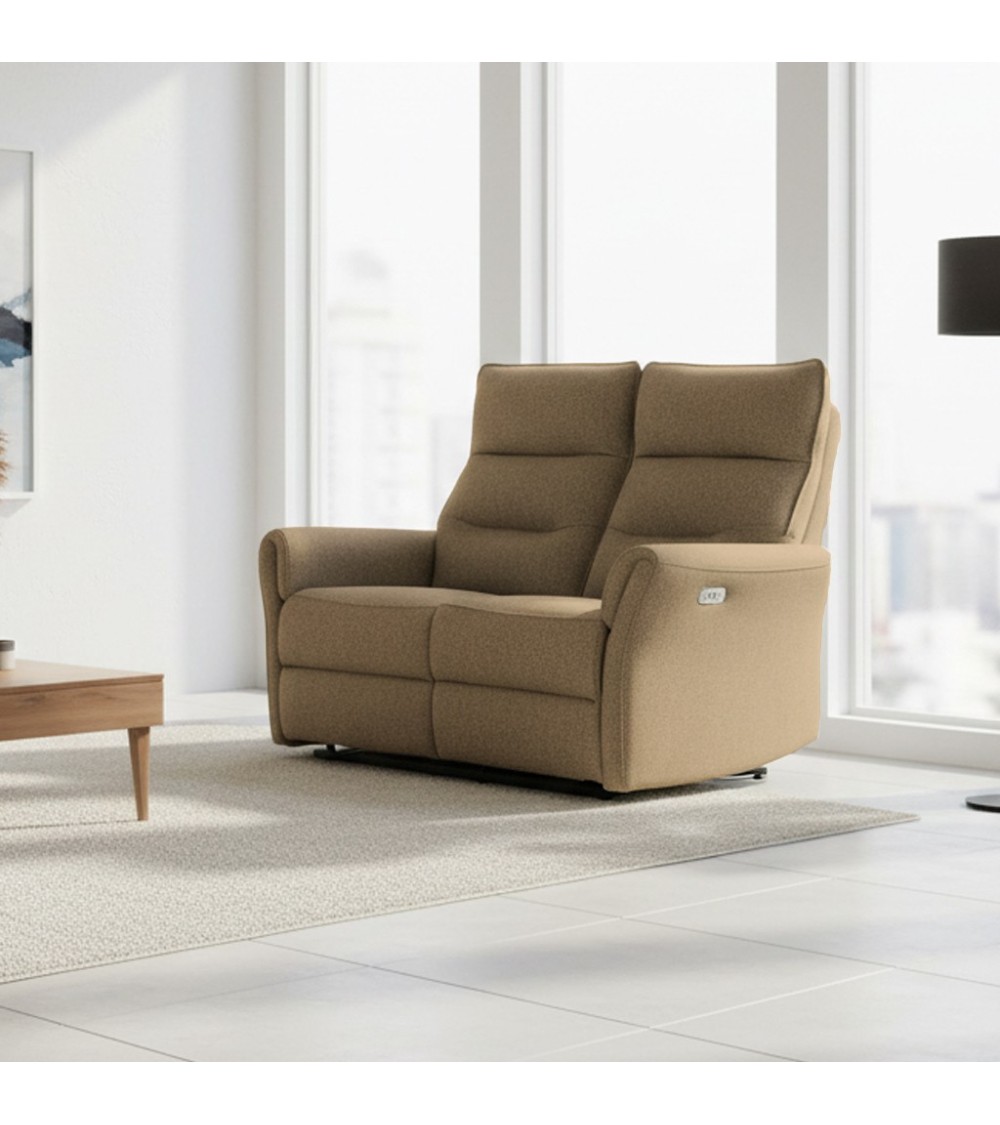 Divano recliner 2 posti Softwave elettrico in tessuto G270 camel