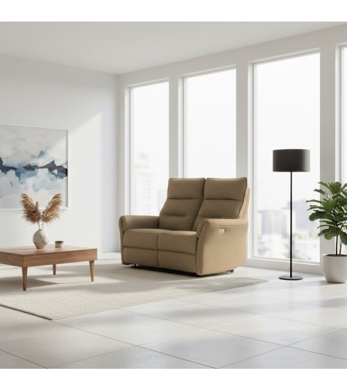 Divano recliner 2 posti Softwave elettrico in tessuto G270 camel