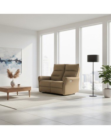 Divano recliner 2 posti Softwave elettrico in tessuto G270 camel