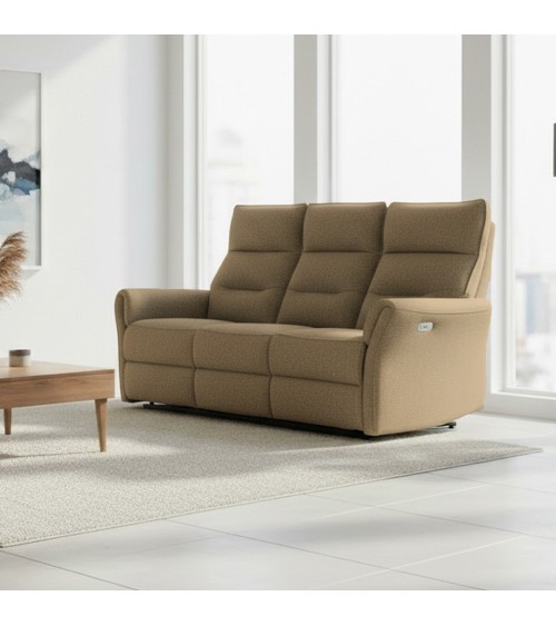 Divano recliner 3 posti Softwave elettrico in tessuto G270 camel