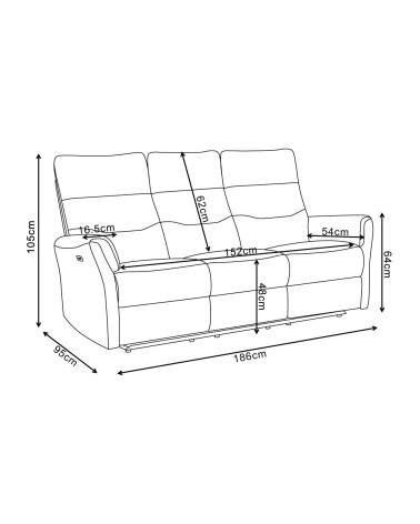 Divano recliner 3 posti Softwave elettrico in tessuto G270 camel