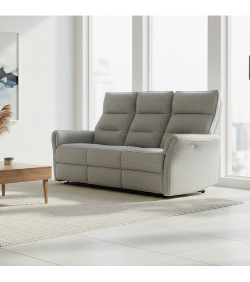 Divano recliner 3 posti Softwave elettrico in tessuto G268 grigio