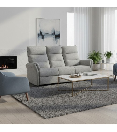 Divano recliner 3 posti Softwave elettrico in tessuto G268 grigio