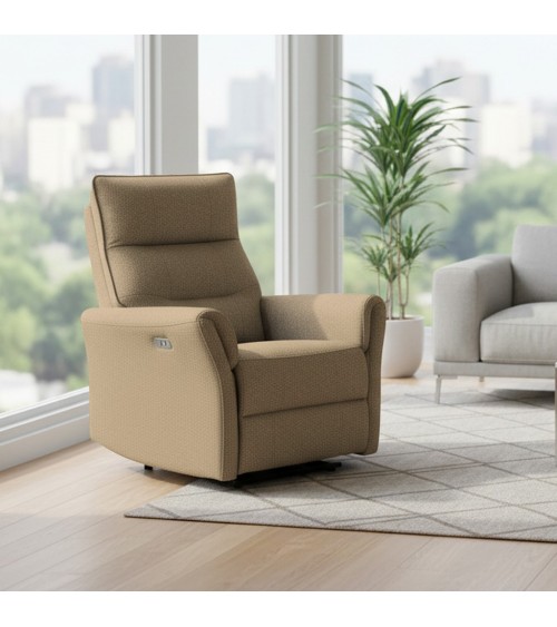 Poltrona relax Softwave recliner elettrico in tessuto G270 camel