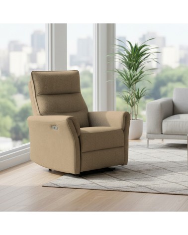 Poltrona relax Softwave recliner elettrico in tessuto G270 camel