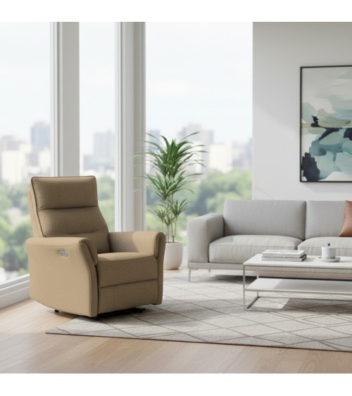 Poltrona relax Softwave recliner elettrico in tessuto G270 camel