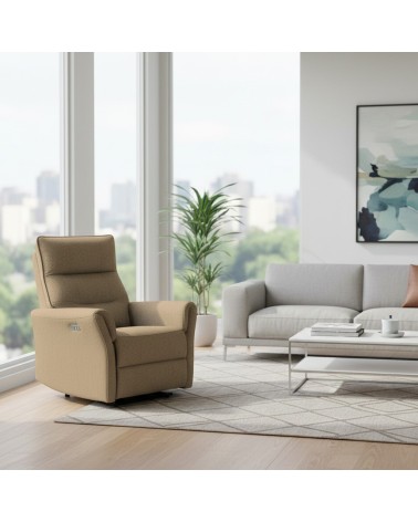 Poltrona relax Softwave recliner elettrico in tessuto G270 camel