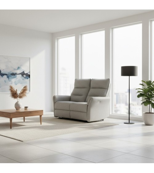 Divano recliner 2 posti Softwave elettrico in tessuto G268 grigio