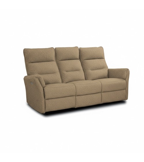 Set divani Softwave 2 e 3 posti e poltrona con recliner elettrici in tessuto G270 Camel