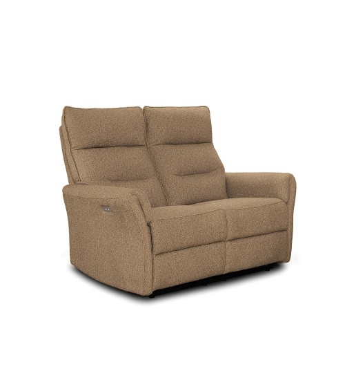 Set divani Softwave 2 e 3 posti e poltrona con recliner elettrici in tessuto G270 Camel