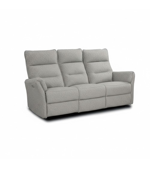 Set divani Softwave 2 e 3 posti e poltrona con recliner elettrici in tessuto G268 grigio