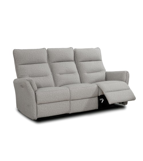 Set divani Softwave 2 e 3 posti e poltrona con recliner elettrici in tessuto G268 grigio
