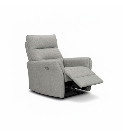 Set divani Softwave 2 e 3 posti e poltrona con recliner elettrici in tessuto G268 grigio