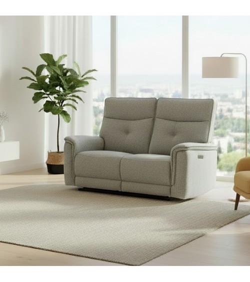 Divano recliner Elysio 2 posti elettrico in tessuto G268 grigio