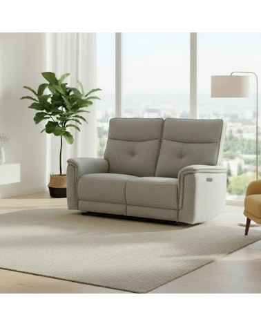 Divano recliner Elysio 2 posti elettrico in tessuto G268 grigio